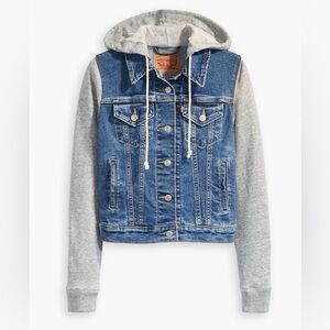 Levi's Denim Jacket with Gray Hoodie and  Sleeves